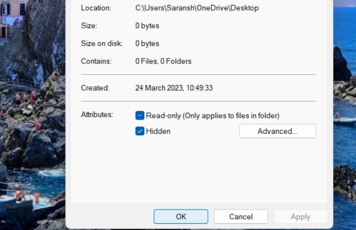 फाइलों और फोल्डरों को हाईड कैसे करें - step 3