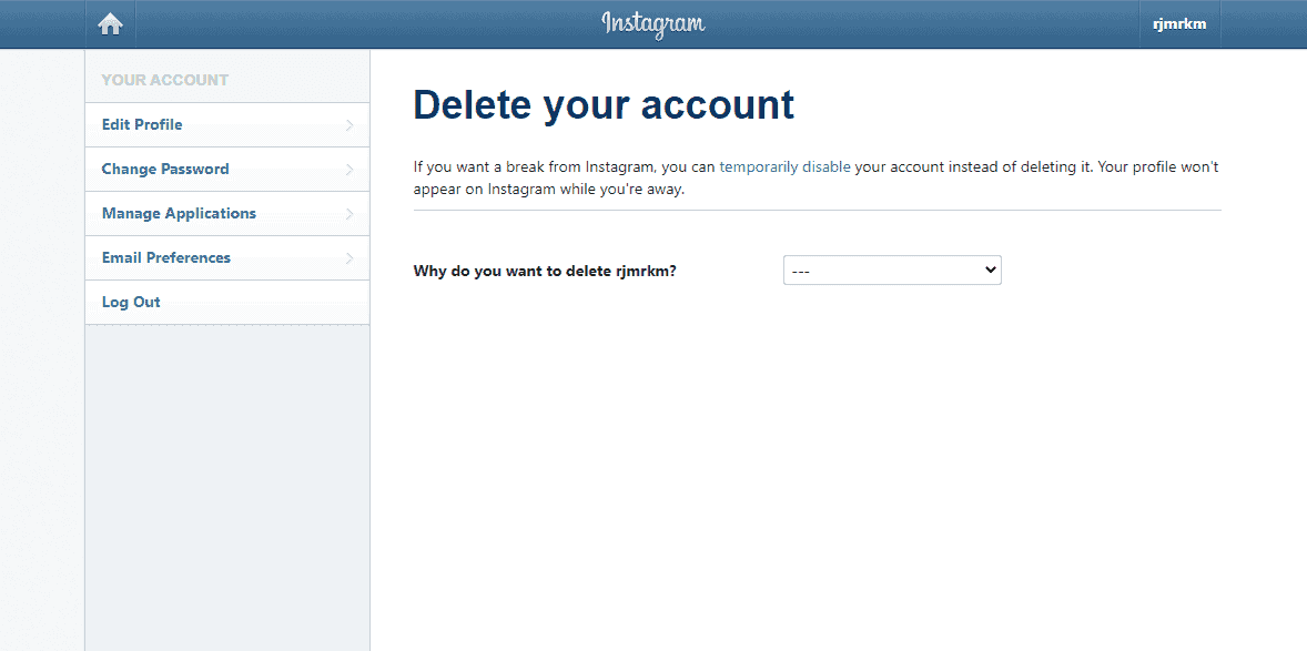 how to delete instagram account